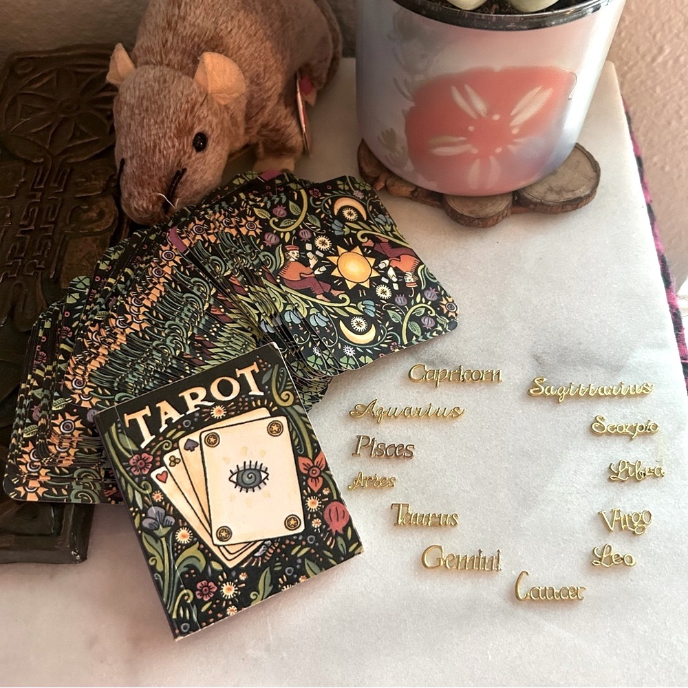 tarot cards and zodiac sign gold plated craft charms